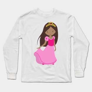 African American Princess, Queen, Crown, Ball Gown Long Sleeve T-Shirt